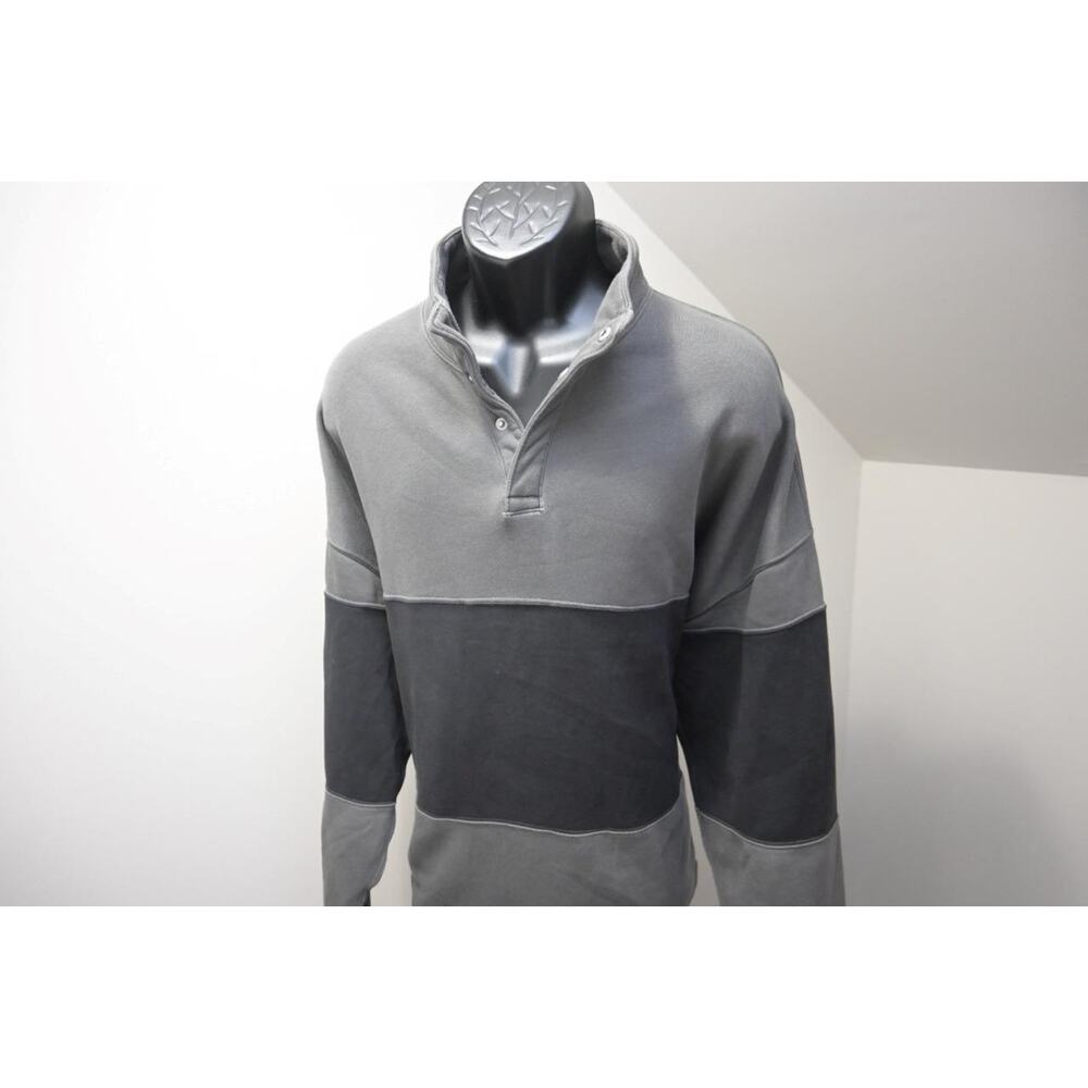 Abercrombie & Fitch Snap Neck‎ Fleece Sweater Dark Gray Pullover Mens Size XL